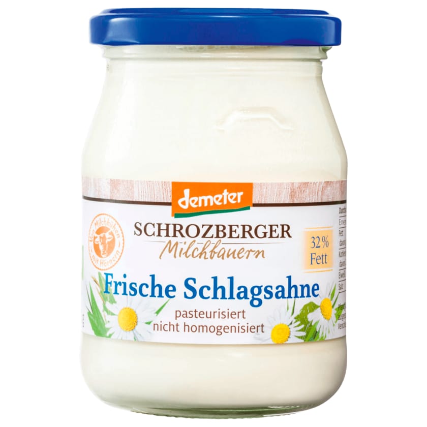 Schrozberger Milchbauern Bio Demeter Frische Schlagsahne 32% 250g